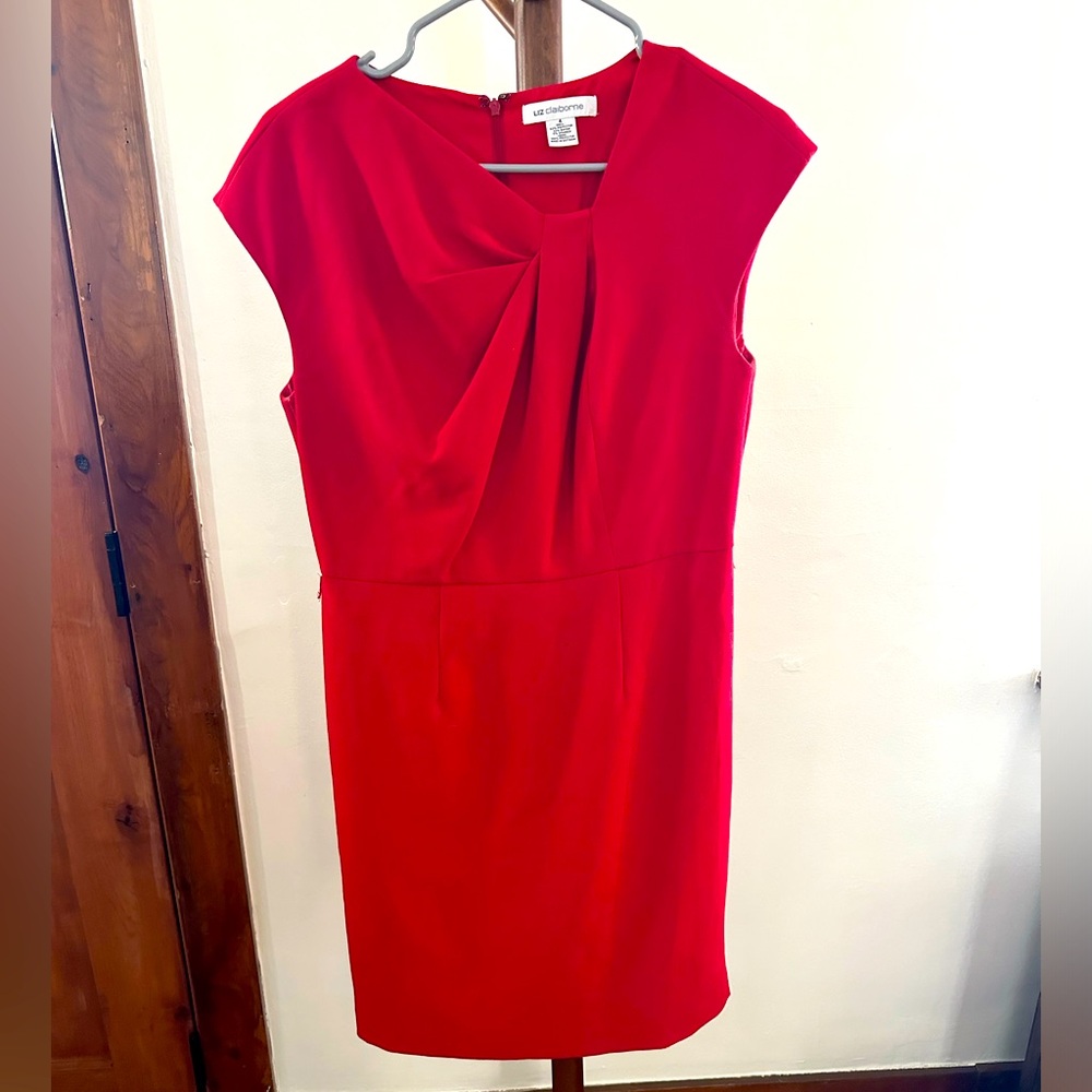 Red Knee-Length Professional Dress